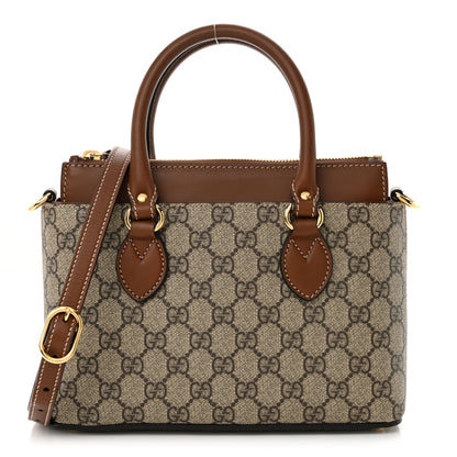 Gucci GG Supreme Monogram Mini Zip Top Tote Beige Tuscany 1 of 13