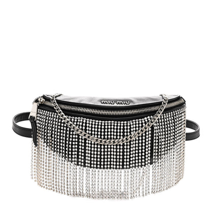 Miu Miu Nappa Crystal Fringe Belt Bag Black 1 of 10