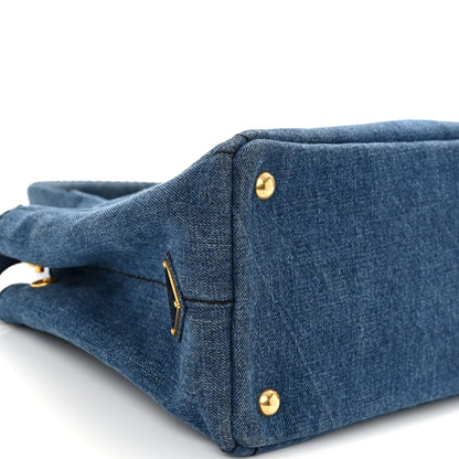 Prada Denim Small Logo Tote Bleu 8 of 9