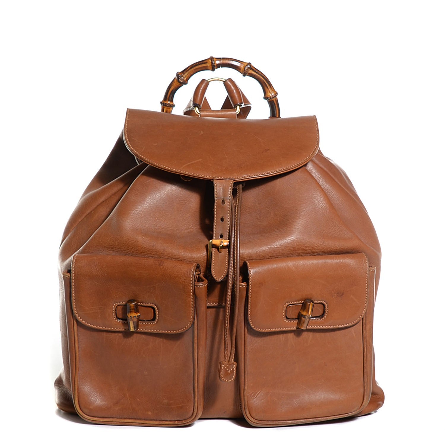 Gucci Leather Bamboo Backpack Brown 1 of 9