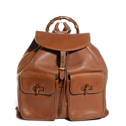 Gucci Leather Bamboo Backpack Brown 1 of 9