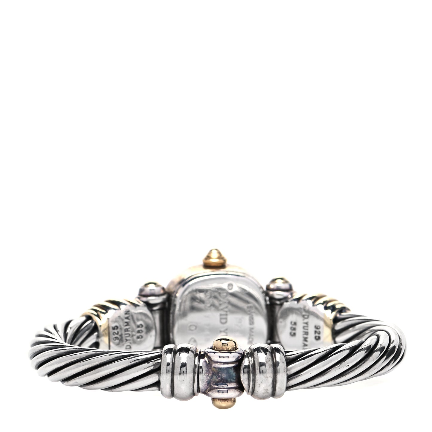 Sterling Silver 14K Yellow Gold Mother of Pearl 21mm Classic Cable Quartz Watch