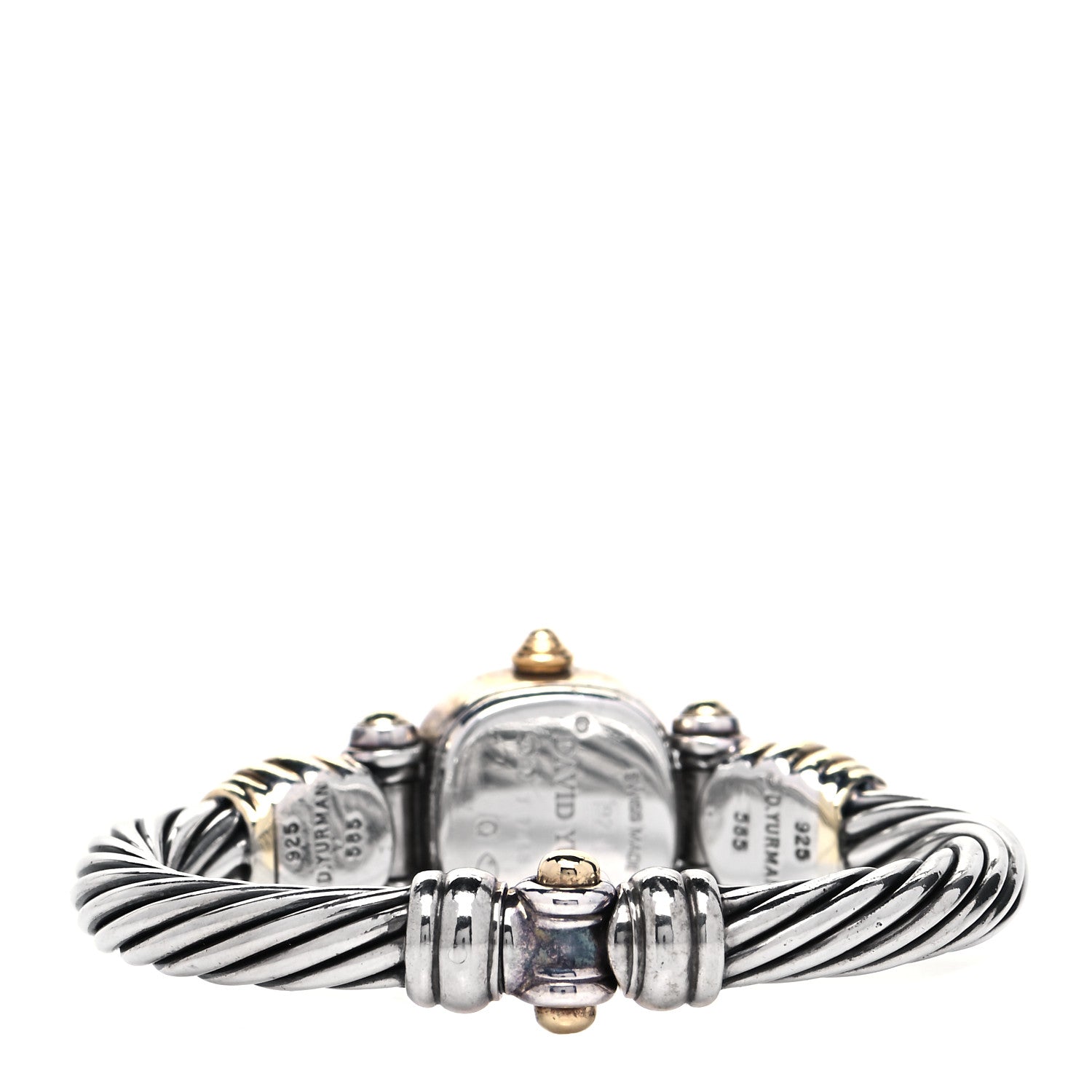 David Yurman Sterling Silver 14K Yellow Gold Mother of Pearl 21mm Classic Cable Quartz Watch 3 of 4