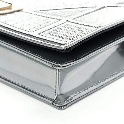Christian Dior Metallic Patent Micro-Cannage Diorama Wallet on Chain Pouch Silver 10 of 11