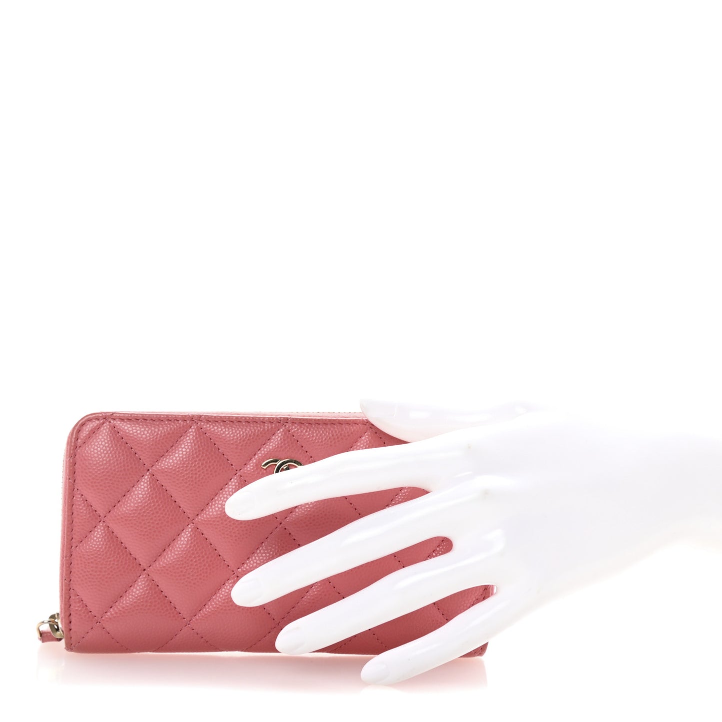 Caviar Quilted Medium Zip Around Wallet Dark Pink