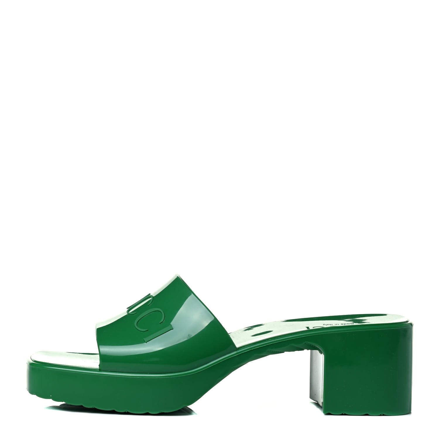 Gucci Rubber Gucci Logo Womens Platform 20/60mm Slide Sandals 37 New Shamarock 1 of 8