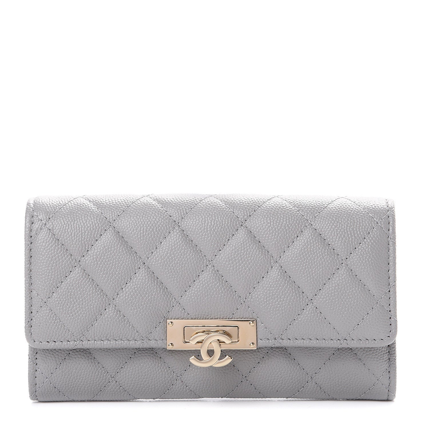 Chanel Caviar Quilted Large Golden Class Gusset Flap Wallet Grey 1 of 9
