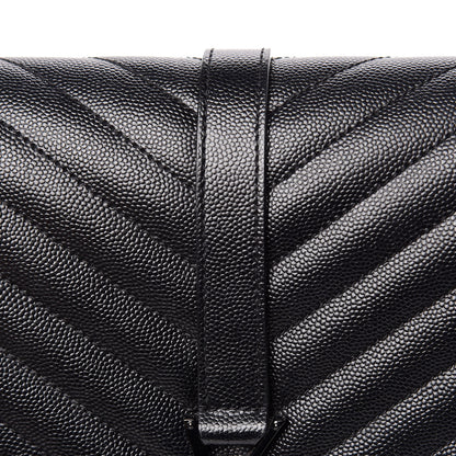 Saint Laurent Grain De Poudre Textured Mixed Matelasse Large Triquilt Monogram Monochrome Satchel Black 7 of 12