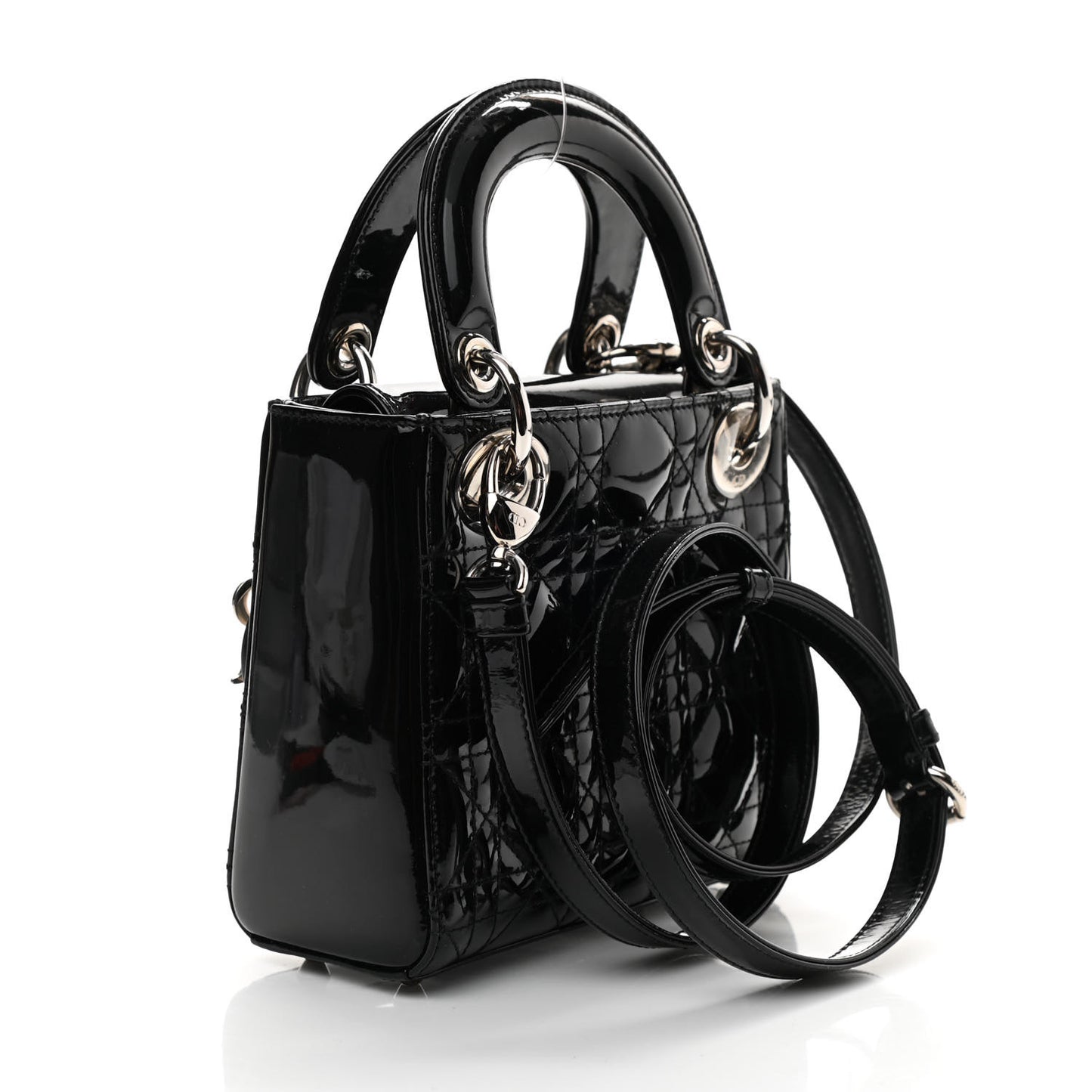 Patent Cannage Mini Lady Dior Black