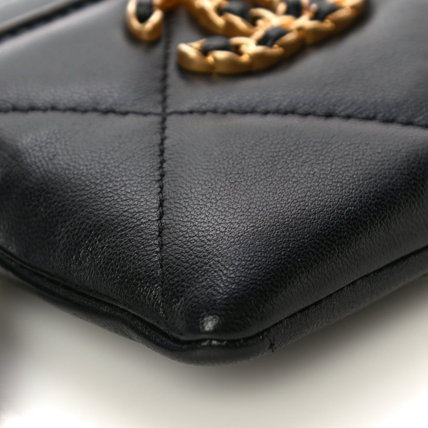 Chanel Lambskin Quilted Chanel 19 Zip Card Holder Wallet Black 9 of 11