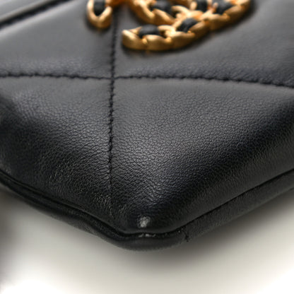 Chanel Lambskin Quilted Chanel 19 Zip Card Holder Wallet Black 9 of 11