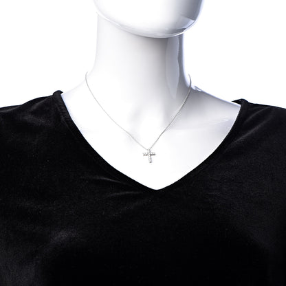 Tiffany Platinum Diamond Small Cross Pendant Necklace 2 of 8