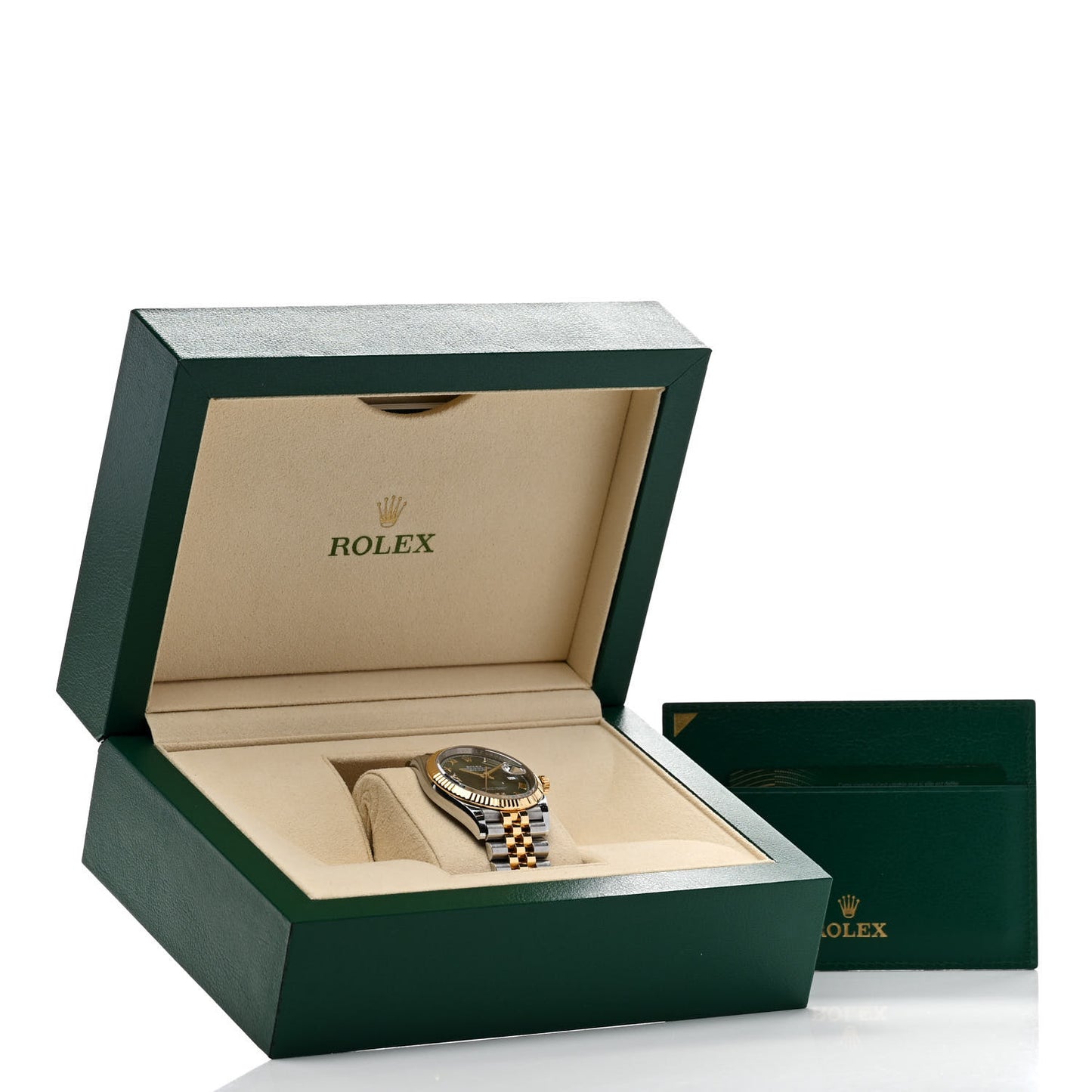 Stainless Steel 18K Yellow Gold Diamond 36mm Oyster Perpetual Datejust Watch Olive Green Roman 126233