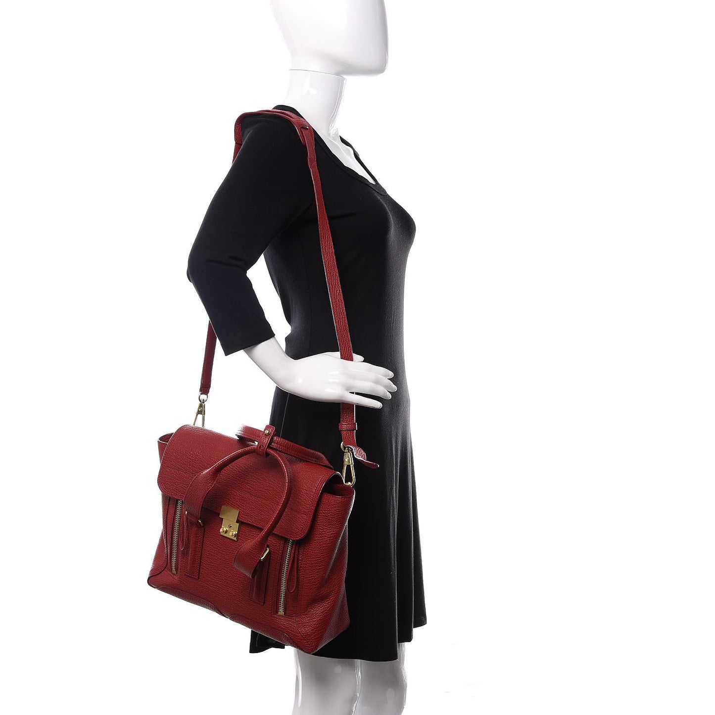3.1 Textured Calfskin Medium Pashli Satchel Red