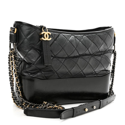 Chanel Aged Calfskin Quilted Medium Gabrielle Hobo Black 3 of 10