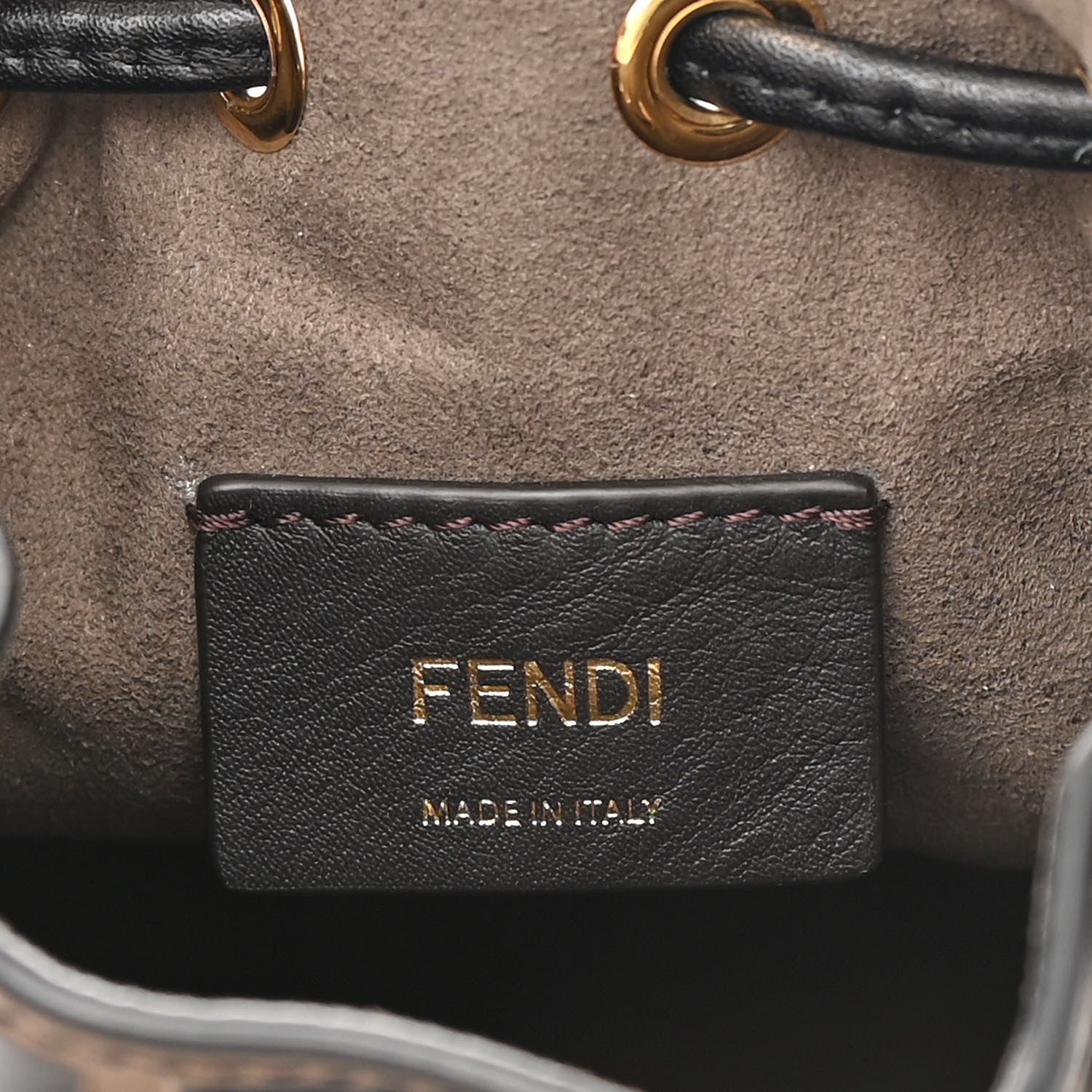 Fendi Vitello Liberty F is Fendi Bi-Color FF 1974 Embossed Mini Mon Tresor Bucket Bag Maya Black 6 of 12
