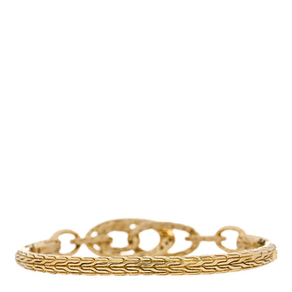 John Hardy 18K Yellow Gold Classic Chain Hammered Slim Chain Hinged Bangle Bracelet 2 of 4