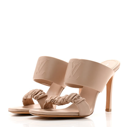 Louis Vuitton Lambskin Drapy Heel Mules 41 Beige 3 of 12