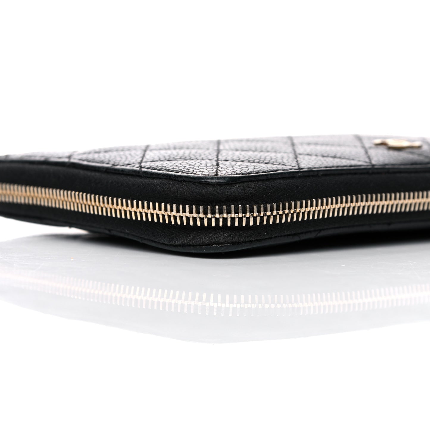 Caviar Quilted Large Zip Around Organizer Wallet Black