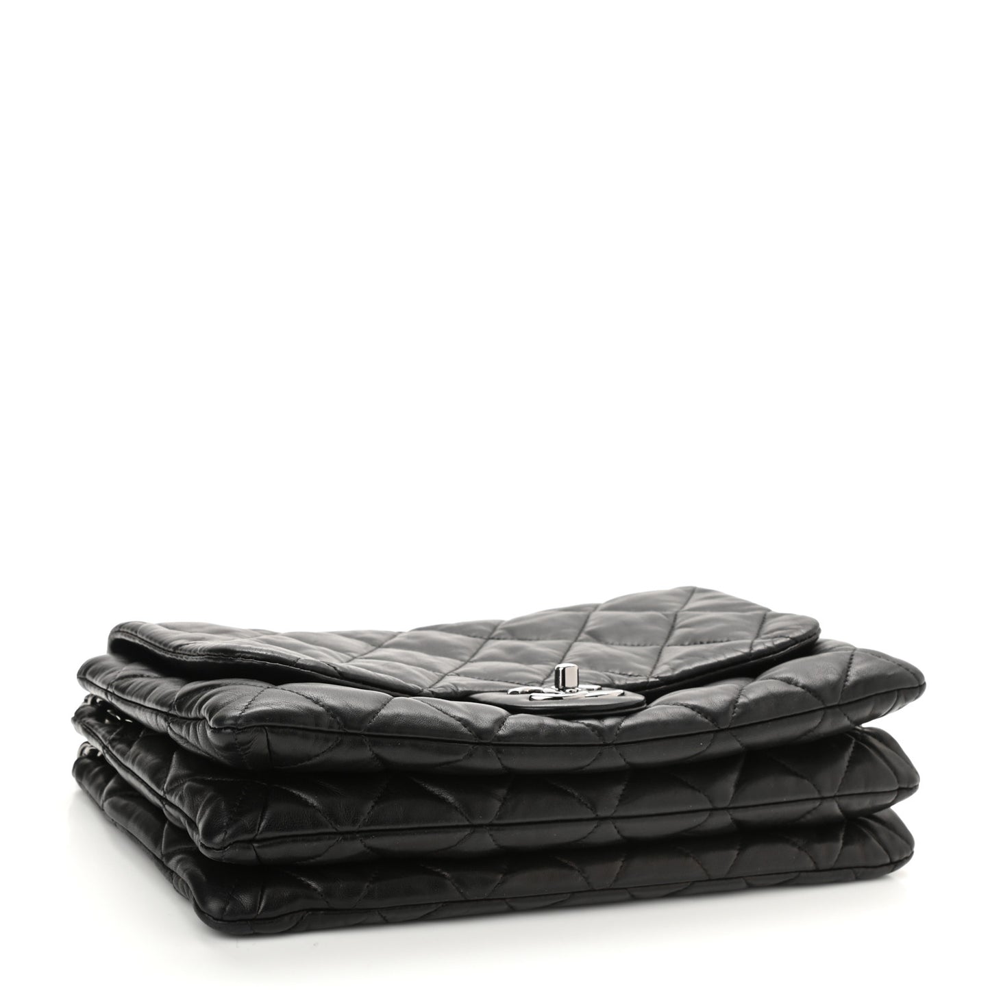 Lambskin Quilted Chanel 3 Accordion Flap Bag Black