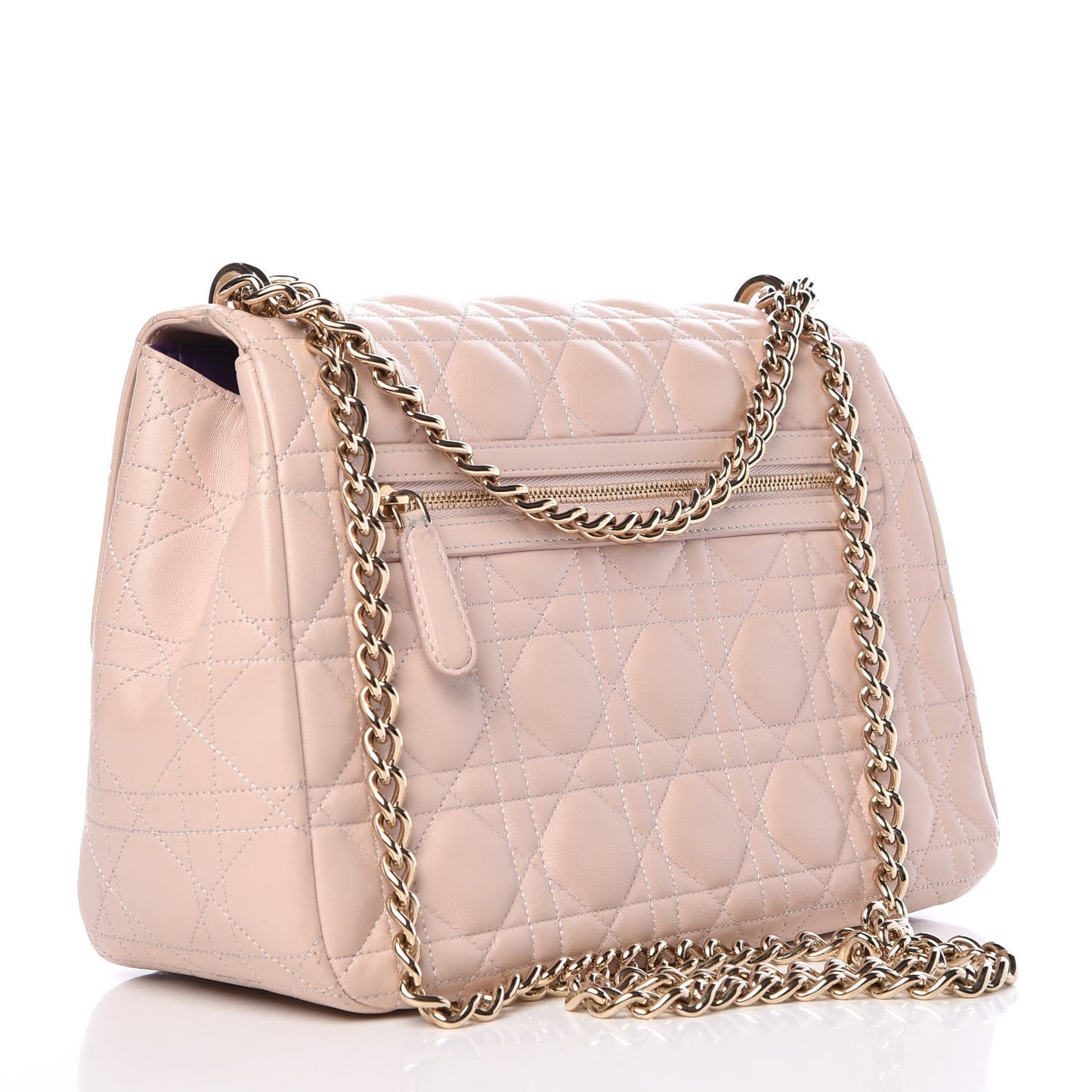 Lambskin Cannage Large Miss Dior Flap Rose Poudre