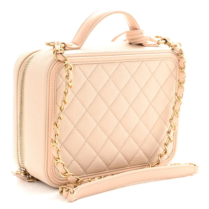 Chanel Caviar Quilted Medium CC Filigree Vanity Case Light Beige 3 of 12