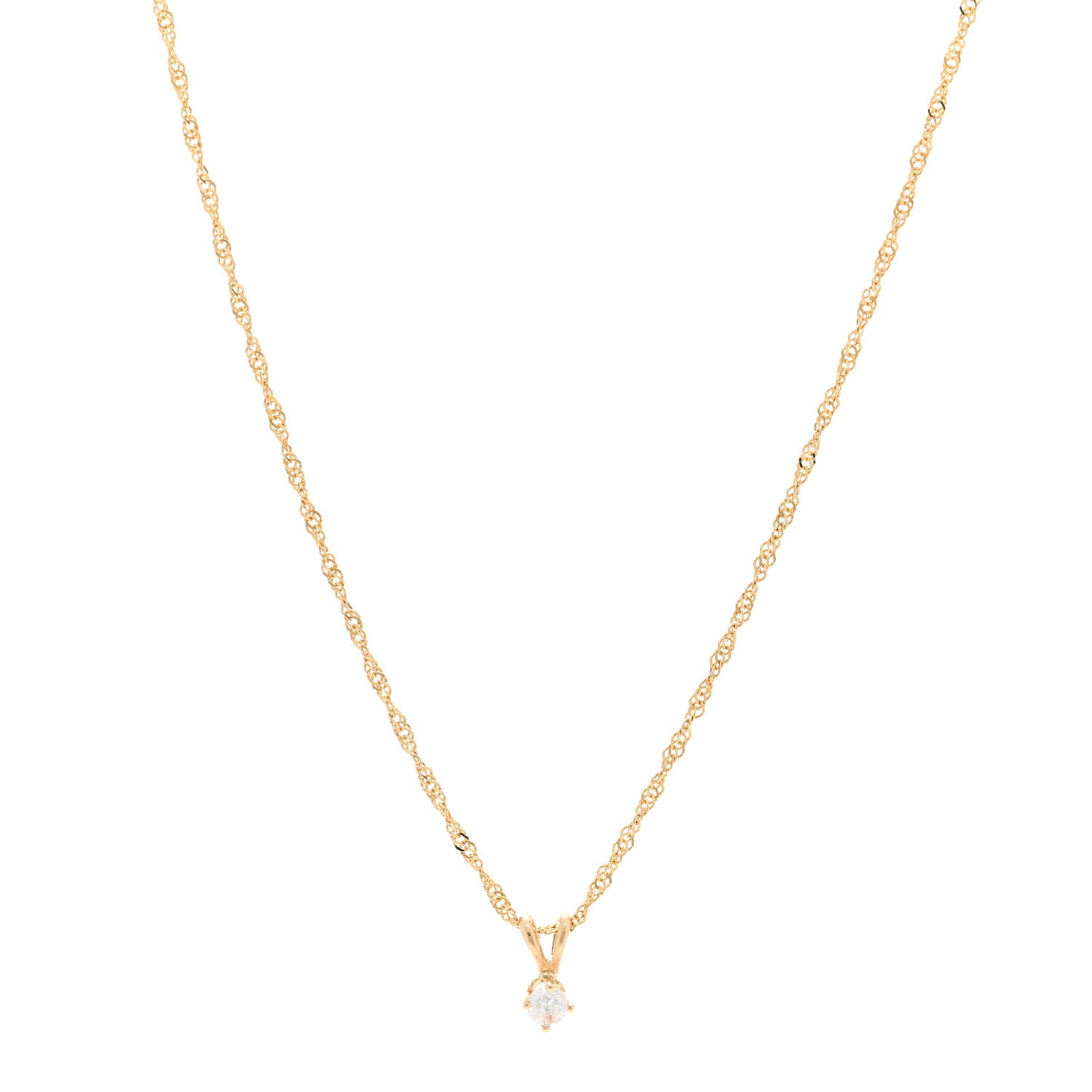 14K Yellow Gold Diamond .08ct Solitaire Pendant Necklace