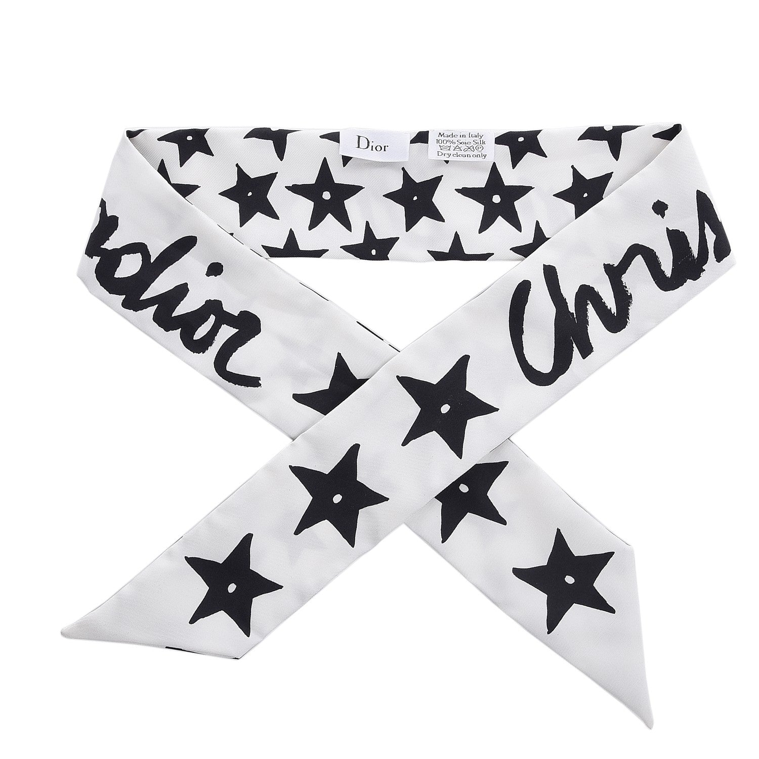 Christian Dior J'adior Star Mitzah Scarf White Black 1 of 5