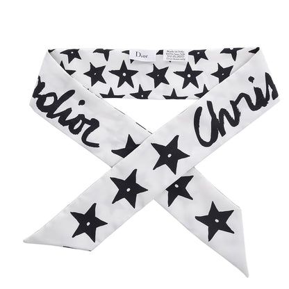 Christian Dior J'adior Star Mitzah Scarf White Black 1 of 5