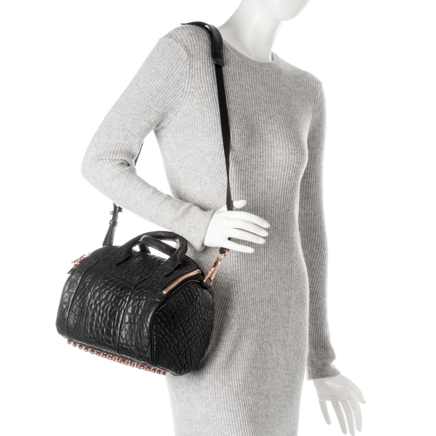 Alexander Wang Pebbled Lambskin Rockie Black Rose Gold Hardware 2 of 7