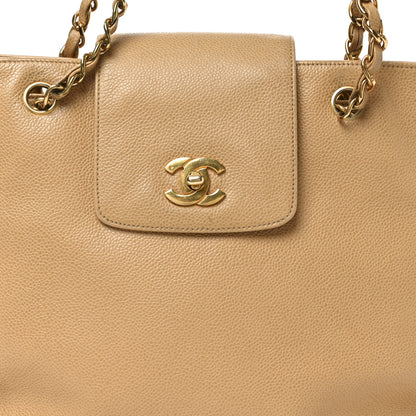 Chanel Caviar Turnlock Tote Beige 8 of 12