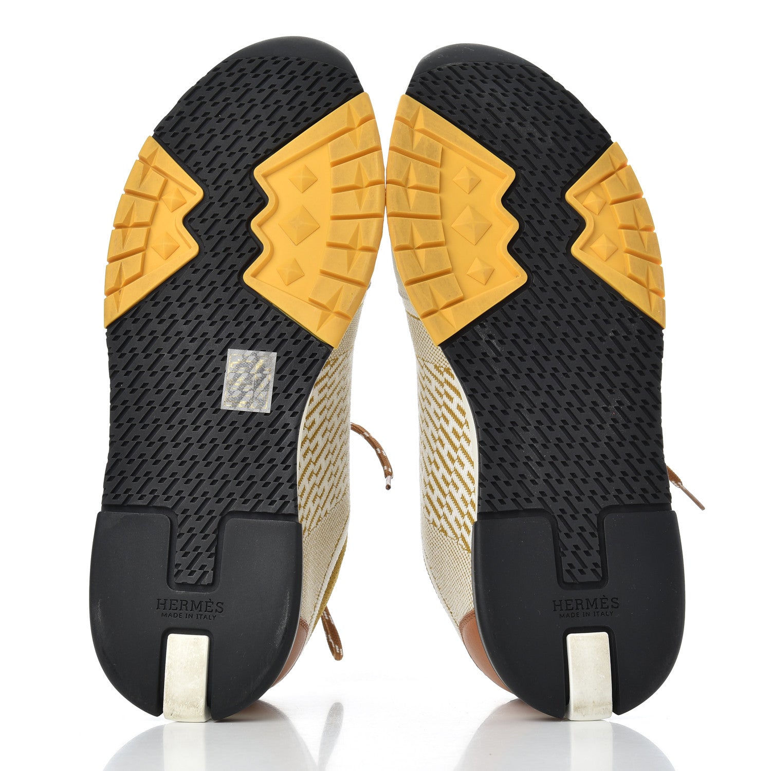 Hermes Knit Goatskin Womens Addict Sneakers 40 Ocre 5 of 12