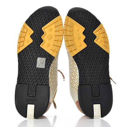 Hermes Knit Goatskin Womens Addict Sneakers 40 Ocre 5 of 12