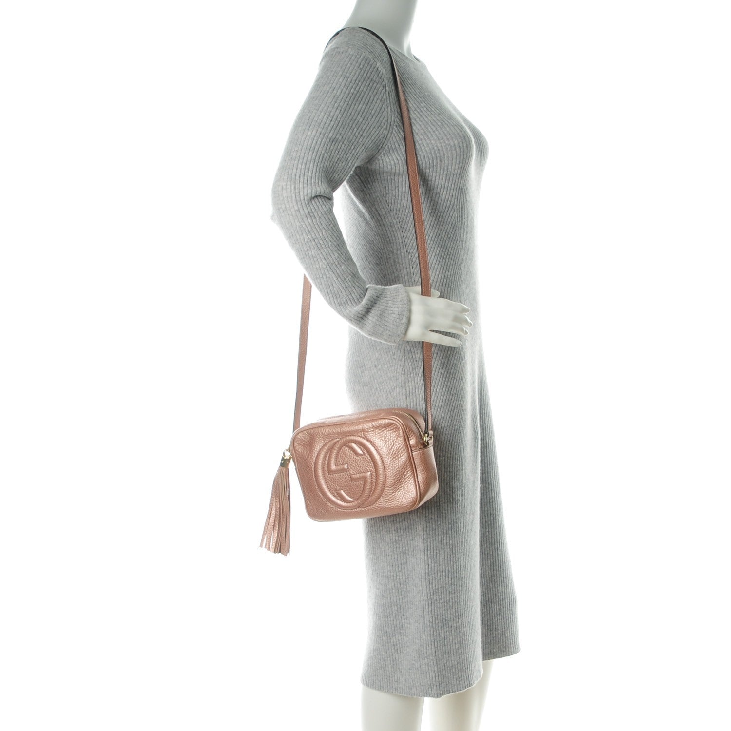 Gucci Metallic Pebbled Calfskin Small Soho Disco Bag Pink 2 of 8