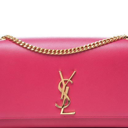 Saint Laurent Grain De Poudre Medium Monogram Kate Satchel Lipstick Fuchsia 9 of 9