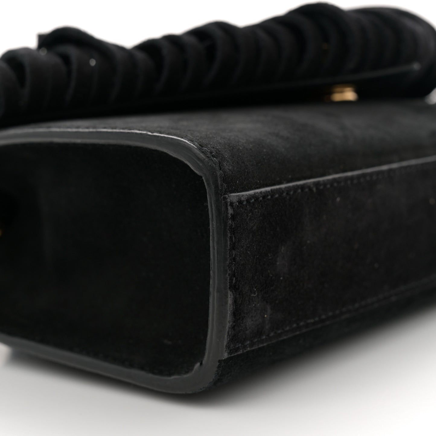 Suede Fringe Small Monogram Satchel Black
