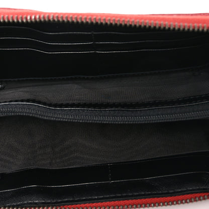 Gucci Vintage Effect Calfskin Matelasse Diagonal Torchon GG Marmont Zip Around Wallet Black Romantic Cherry 5 of 7