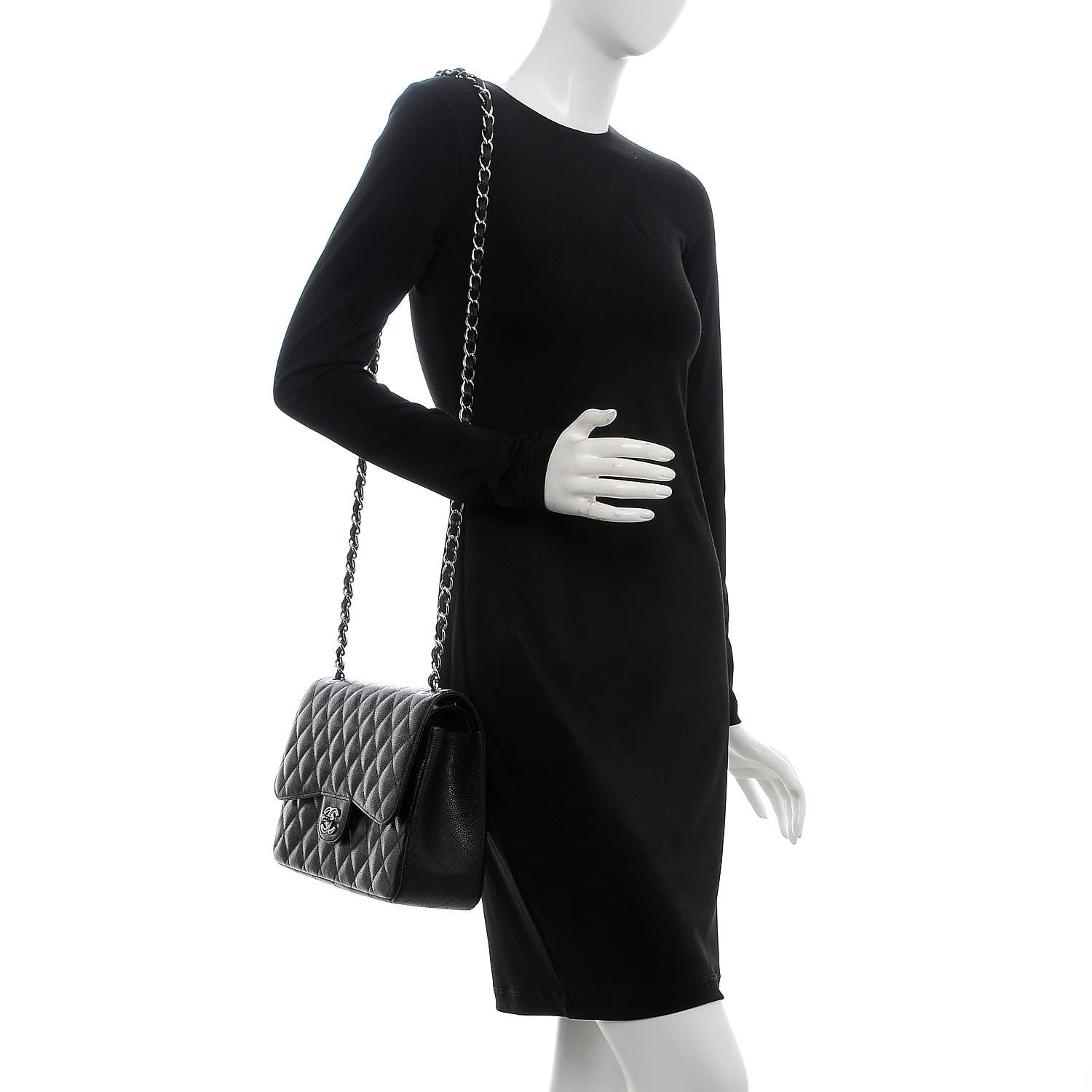 Chanel Caviar Quilted Jumbo Double Flap Black 2 of 9