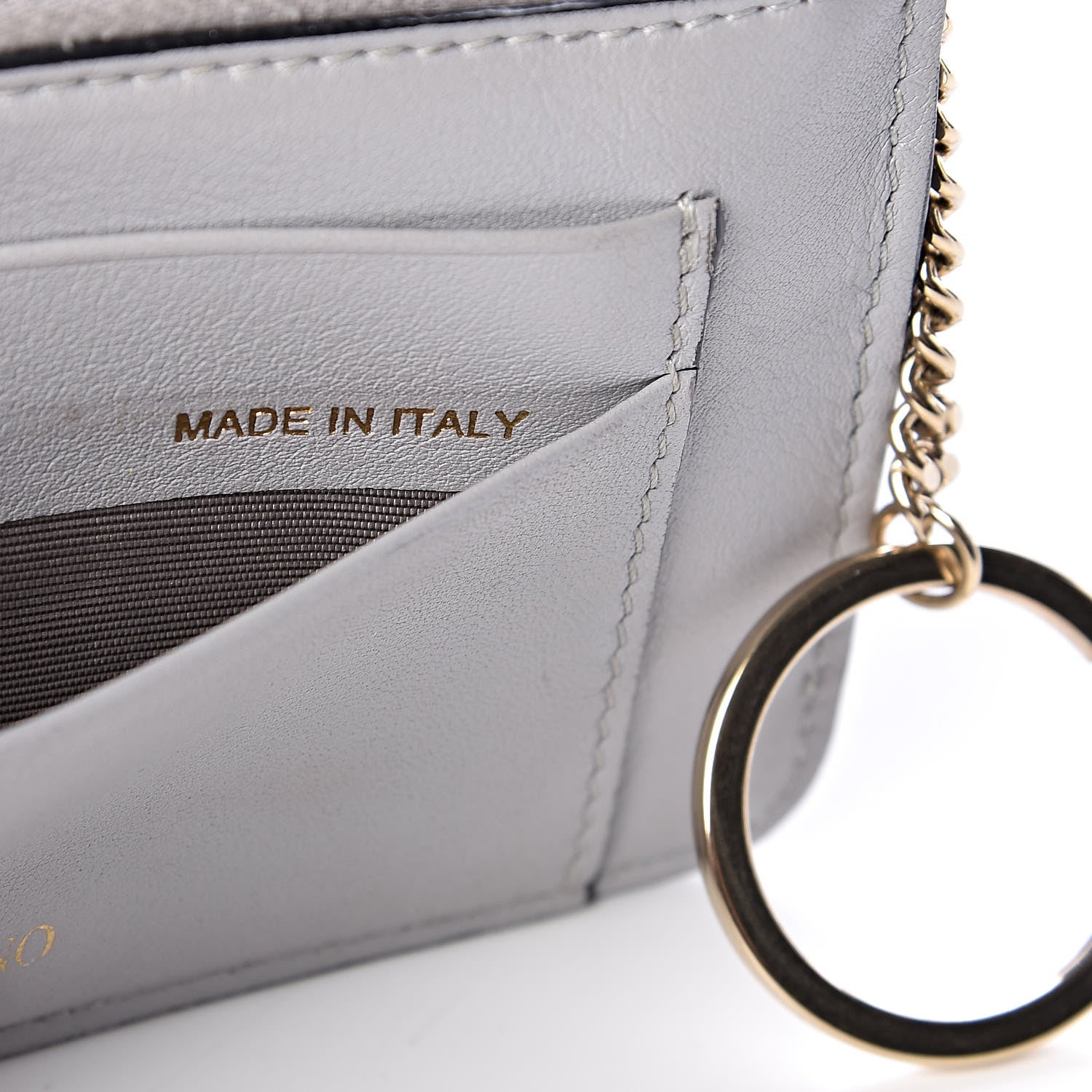Valentino Garavani Vitello Rockstud Key Coin Case Card Holder Grey 8 of 8