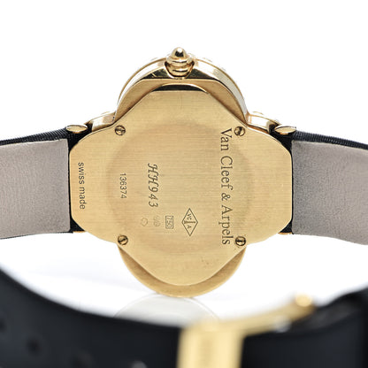 Van Cleef & Arpels VAN CLEEF ARPELS 18K Yellow Gold Satin Mother of Pearl 30mm Alhambra Quartz Watch 5 of 6