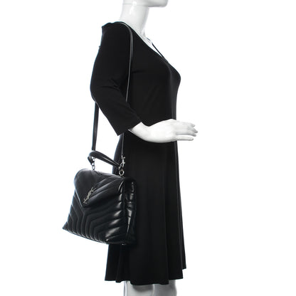 Saint Laurent Calfskin Y Quilted Monogram Medium Loulou Satchel Black 3 of 12