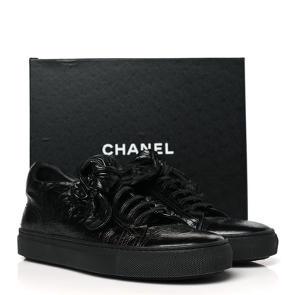 Chanel Crumpled Calfskin Womens CC Bow Sneakers 40 Black 10 of 10