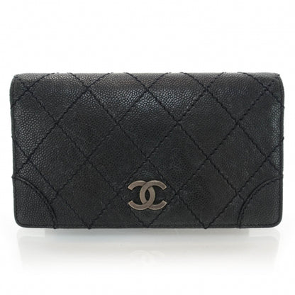 Chanel Distressed Caviar Outdoor Ligne Wallet Black 1 of 8