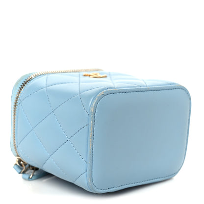 Chanel Lambskin Quilted Pearl Crush Mini Vanity Case With Chain Light Blue 4 of 11