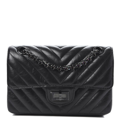 Chanel Aged Calfskin Chevron Quilted 2.55 Reissue Mini Flap So Black 1 of 10