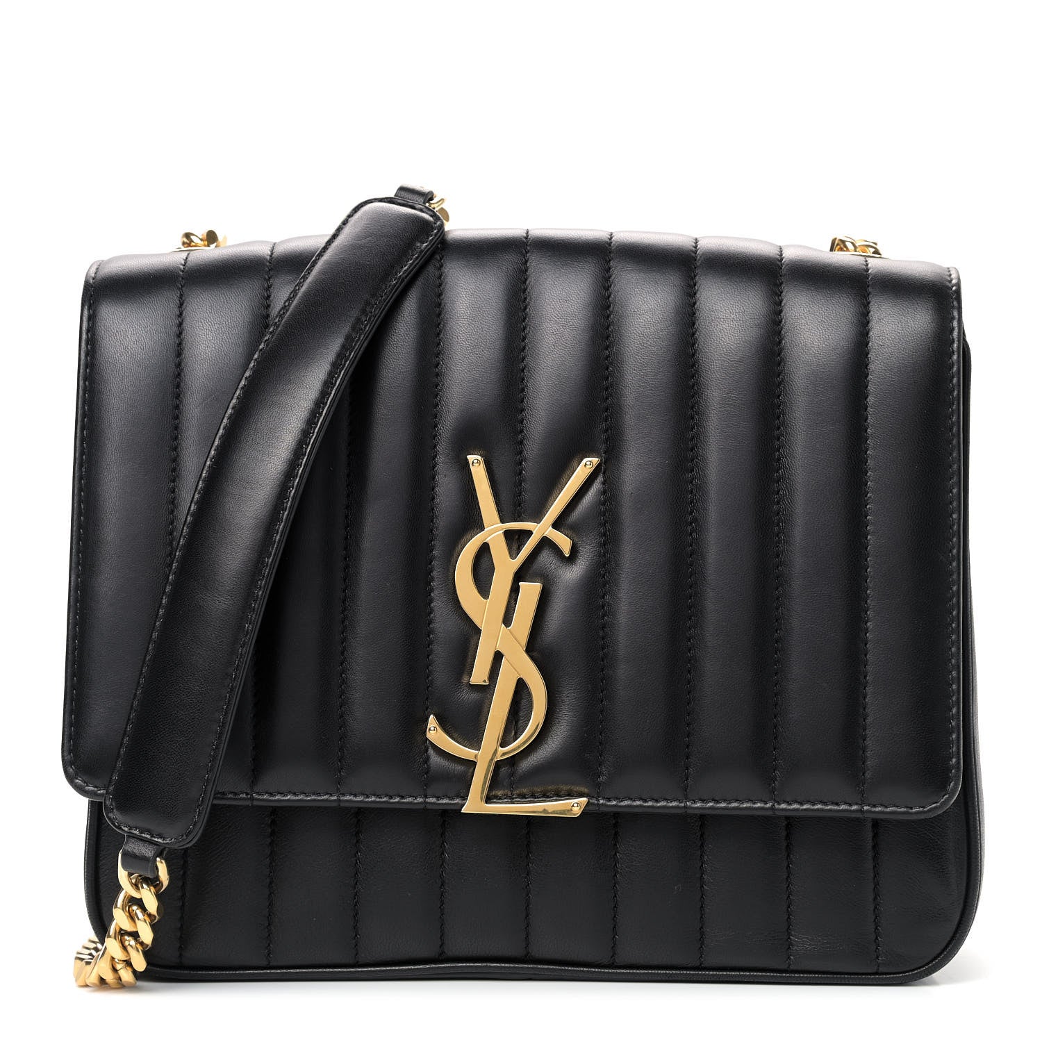 Saint Laurent Lambskin Matelasse Monogram Large Vicky Chain Bag Black 1 of 9