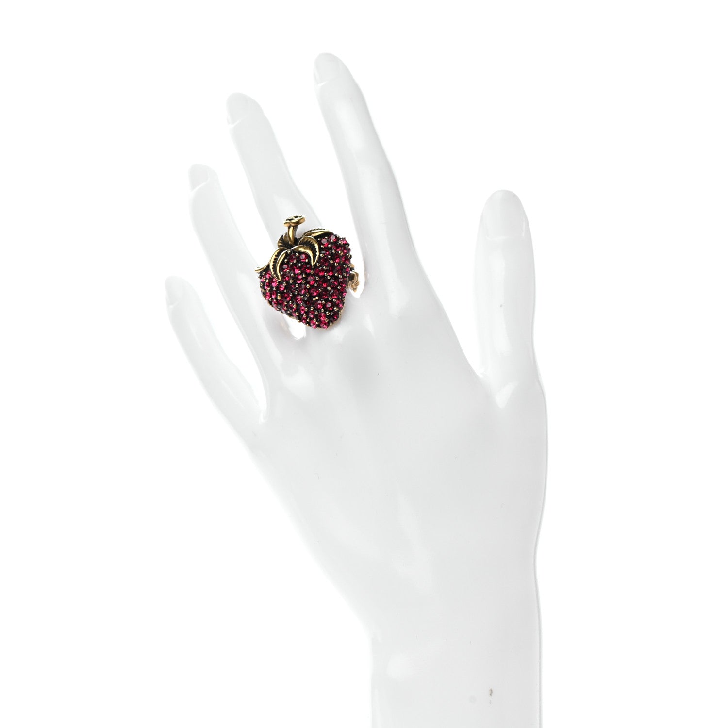 Gucci Crystal Strawberry Ring XS Red 2 of 7