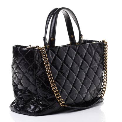 Chanel Glazed Calfskin Quilted Mademoiselle Tote Black 2 of 4