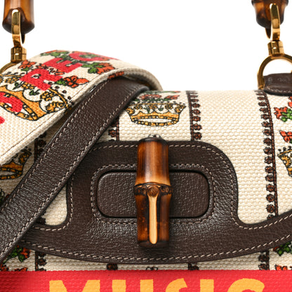 Gucci Canvas Calfskin 100 Centennial Music Medium Bamboo 1947 Top Handle Bag Multicolor 7 of 9