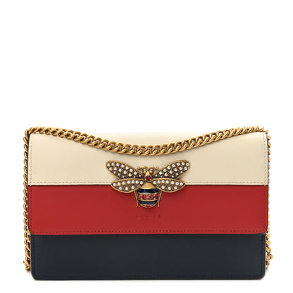 Gucci Calfskin Queen Margaret Chain Wallet Blue Agata Hibiscus Red Mystic White 1 of 8
